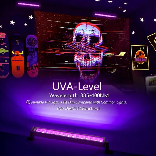 Miniatura 3 de Barra de luz LED negra de 38 W, barras de luz negra con enchufe e interruptor, área de 22 x 22 pies para fiesta brillante, fiestas de Halloween
