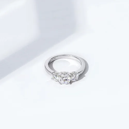 Miniatura 7 de Tienda Collection Platinum or Gold Plated Sterling Silver Round 3-Stone Ring made with Infinite Elements Cubic Zirconia
