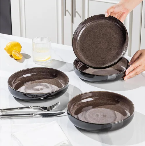 Miniatura 7 de LERATIO Tazones grandes de cerámica para pasta de 8.5'', tazones de 36 oz para servir pasta, juego de 4 para cocina, tazones anchos para fruta