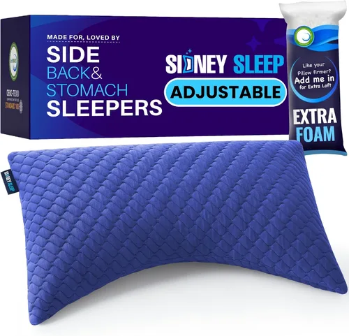 Miniatura 9 de Sidney Sleep Almohadas curvas ajustables para soporte de cuello y hombros con relleno extra triturado, almohada de contorno cervical para personas