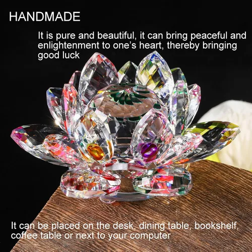 Miniatura 2 de Flor de loto de cristal brillante, 4 pulgadas, reflejo de loto de cristal transparente para Feng Shui, decoración del hogar, adornos o peso de papel