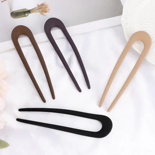 Miniatura 6 de Chanaco 4 horquillas francesas para el cabello para mujer, horquilla para moños, horquilla en forma de U para peinar, palillos de plástico