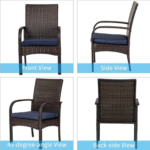 Miniatura 4 de Sillas de comedor de mimbre al aire libre, sillas de comedor de ratán para patio, silla de restaurante con cojines extraíbles, sillón para hoguera