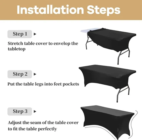 Miniatura 3 de Mantel rectangular personalizado, tamaño de 4 pies/6 pies, personalizado con logotipo/texto/imagen, material de elastano y poliéster, lavable a
