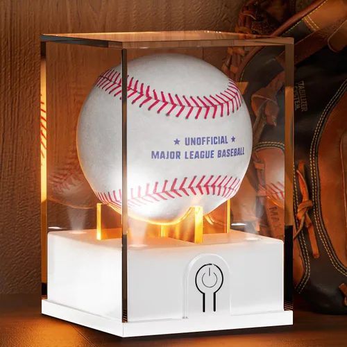 Miniatura 9 de Vitrina de béisbol con luz LED, estuche de béisbol acrílico para exhibición, soporte de béisbol iluminado, protector UV, estuche transparente