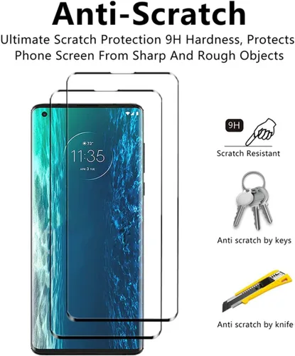 Miniatura 4 de Protector de pantalla curvado 3D para Moto Edge (2020), [2 unidades] de vidrio templado de cobertura completa para Motorola Edge 2020 (6.7 pulgadas)