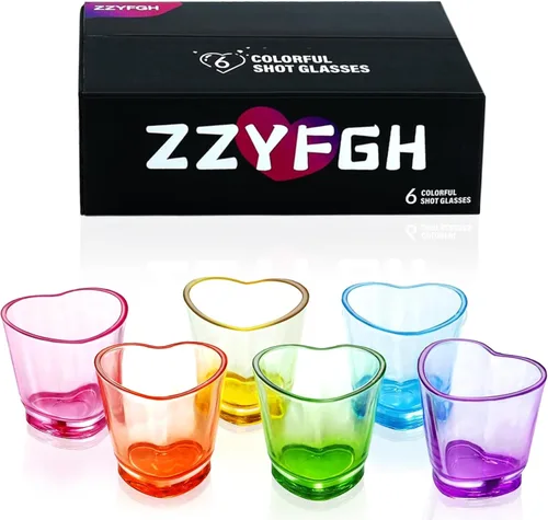 Miniatura 7 de ZZYFGH Juego de 6 Vasos de Chupito, Vasos de Chupito de 1.5 oz Coloridos con Base Pesada, Vasos de Chupito para Vodka, Whisky, Tequila, Espressos