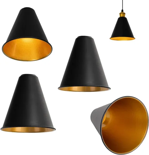 4 unidades negro exterior dorado interior de metal decorativo pantalla retro simple diseño para lámpara de pared DIY lámpara de mesa y lámpara