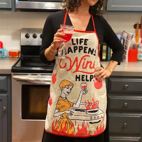 Miniatura 2 de Crazy Dog T-Shirts Life Happens Wine Help Funny Cooking Beber Wine Lover Accesorios de cocina