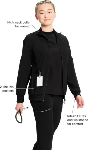 Miniatura 69 de Infinity by Cherokee 2391A - Chaquetas médicas con cremallera frontal para mujer, tela elástica en 4 direcciones