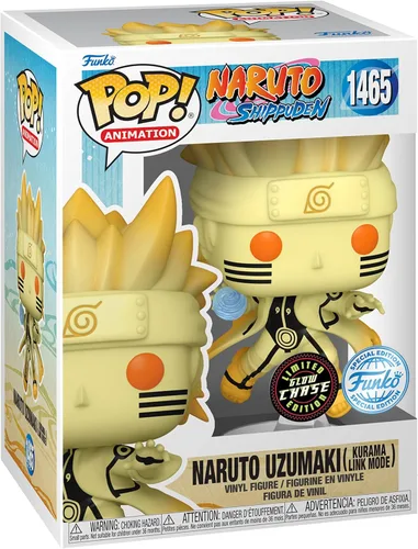 Funko Pop! Animación: Naruto Shippuden - Naruto Uzumaki en modo enlace Kurama con resplandor Rasengan Edición especial de persecución exclusiva en