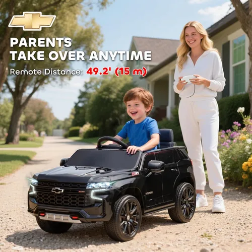 Miniatura 4 de Aosom - Auto de paseo con licencia Chevrolet Tahoe, juguete eléctrico con batería de 12 V y 7 AH, con control remoto para padres, luces LED, música