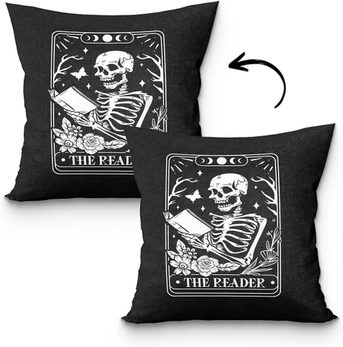 Miniatura 8 de Fundas de almohada góticas de 18 x 18 pulgadas, funda de almohada de mano de esqueleto, decoración de corazón de mano de esqueleto