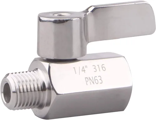 Miniatura 10 de DERNORD 3/8 pulgada inoxidable mini rosca macho SUS316 de la hembra x del NPT de la válvula de bola
