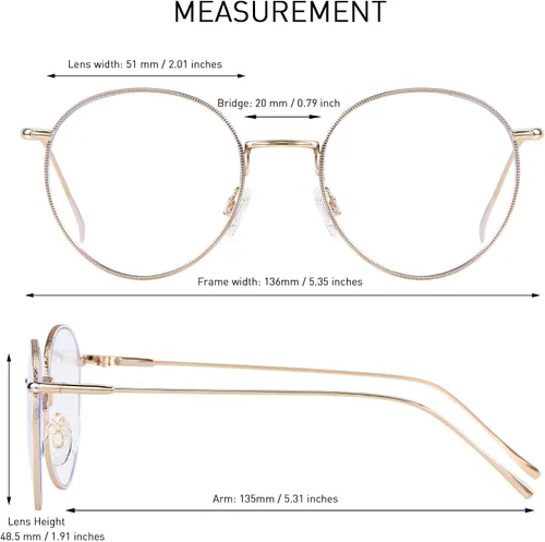 Miniatura 2 de ANDWOOD Gafas de bloqueo de luz azul para mujeres y hombres, computadora de cara pequeña, bloqueador de luz azul transparente, marco de metal súper