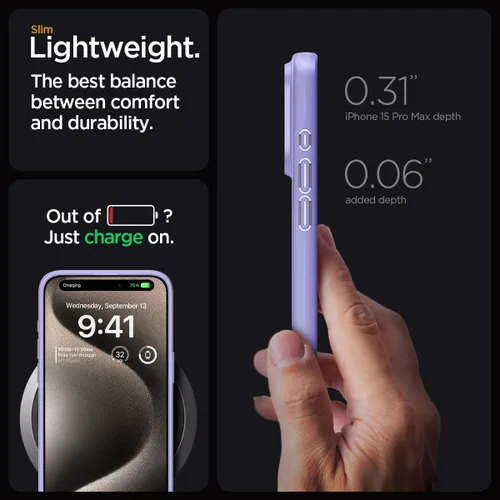 Miniatura 6 de Spigen Funda delgada diseñada para iPhone 15 Pro Max (2023) [carcasa dura] [protección de grado militar] - morado iris