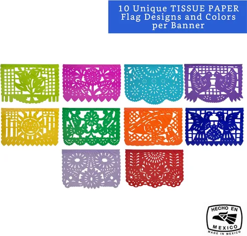 Miniatura 7 de Piñata mexicana (grande de 32 pulgadas) + pancartas de fiesta mexicana (paquete de 5 – 10 diseños de bandera de papel de seda por bandera) – Cartel
