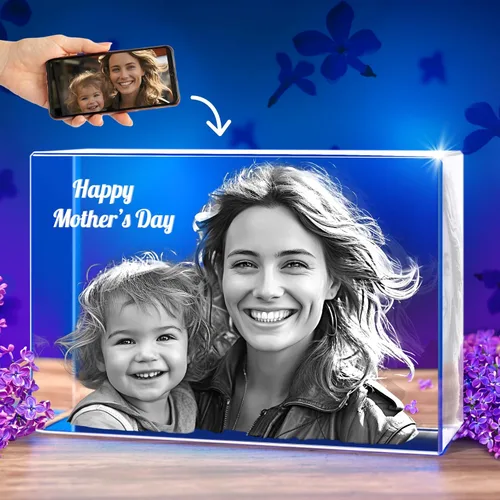 STRONGUS Regalo personalizado de fotos de cristal 3D para papá, imagen grabada personalizada en cristal óptico de primera calidad, recuerdo
