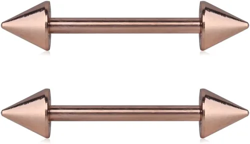 Miniatura 5 de Ruifan Juego de 2 a 10 pendientes con barra con puntas de conos, de acero inoxidable 316L, para pezón. Pendiente con barra para piercing, de 14