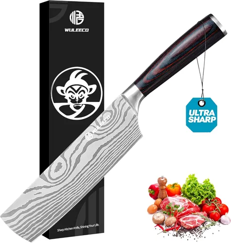 Miniatura 11 de Cuchillo de chef de 8 pulgadas, cuchillo de cocina afilado de acero inoxidable de alto carbono, cuchillo Gyuto mango ergonómico de madera, cuchillo
