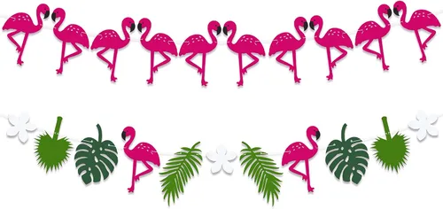 Miniatura 2 de KatchOn, Centros de mesa grandes de piña para mesa, 12 pulgadas, paquete de 6 con guirnalda de flamencos de fieltro grande de 10 pies, 2 cuerdas,