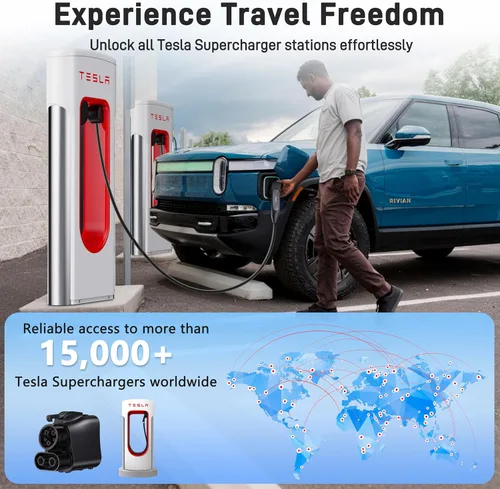 Miniatura 4 de Adaptador NACS a CCS1 EV, adaptador de carga rápida de 500 A/1000 V CC, compatible con vehículos eléctricos CCS1 seleccionados para supercargadores