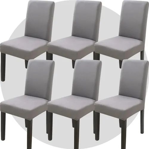 Miniatura 44 de Juego de 6 fundas elásticas para sillas de comedor, color blanco hueso, elásticas, lavables, extraíbles para cocina, hotel, restaurante Blanco roto
