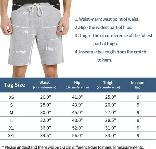 Miniatura 3 de Zengjo Pantalones cortos deportivos para hombre con bolsillos, pantalones cortos de punto de algodón, pantalones cortos deportivos de 9 pulgadas