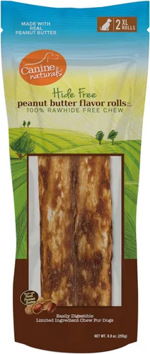 Canine Naturals Mantequilla de maní masticable – Golosinas para perros 100% sin cuero crudo – Hecho con mantequilla de maní real – Natural y fácil
