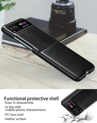 Miniatura 3 de Funda delgada para Motorola Razr 2023, [piel + parte trasera de policarbonato duro] [soporte de carga inalámbrica] Funda protectora ultrafina a