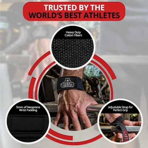 Miniatura 3 de Bear Grips Correas de levantamiento - Correas de gimnasio y levantamiento de pesas para hombres y mujeres, soporte de peso muerto, 2 pares