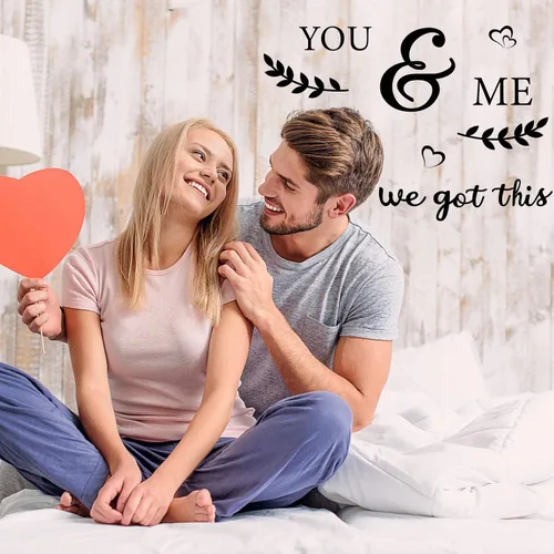 Miniatura 7 de PLIGREAT You & Me We Got This Quotes - Calcomanías de pared para despegar y pegar, adhesivo de pared de vinilo extraíble para el día de San Adhesivo