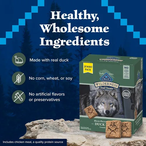 Miniatura 6 de Blue Buffalo Wilderness Trail Treats - Galletas crujientes para perros, sin granos, con alto contenido de proteínas, receta de pato, caja de 36 onzas