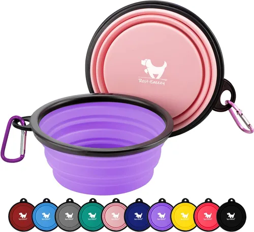 Miniatura 19 de Rest-Eazzzy - Tazones plegables grandes para perros 1000 ml, 2 unidades de fuente de agua portátil para perros, gatos, mascotas, plato plegable
