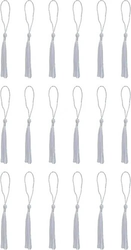 Miniatura 13 de SOWAKA 30 piezas de mini borlas suaves con lazo para manualidades, proyectos de manualidades, aretes, fabricación de joyas, recuerdo, graduación