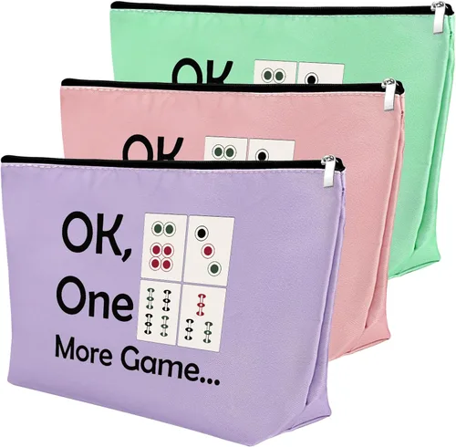 Mxrymvu Mahjong Lovers Gift for Women Makeup Bag Mahjong Player Gifts for Friend Grandma, Verde, rosa y morado, Viajes