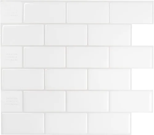 Miniatura 13 de SMART TILES Protector contra salpicaduras para despegar y pegar, 10 hojas de 10.95 x 9.70 pulgadas, adhesivo 3D para cocina, baño, azulejos de Metro