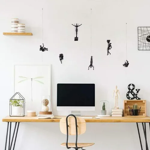 Miniatura 4 de Escultura de pared de hombre escalador – Decoración creativa hecha a mano para el hogar, figura de escalador colgante de resina única 3D para colgar