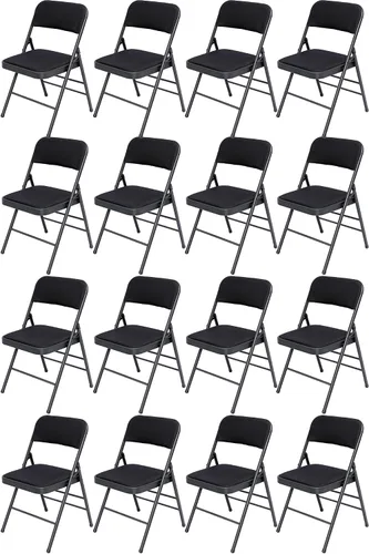 Miniatura 9 de Paquete de 6 sillas plegables con cojín acolchado de tela, juego de sillas de comedor de tela, sillas plegables apilables portátiles para interiores