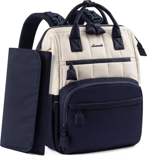 LOVEVOOK Mochila de pañales acolchada, bolsa de bebé ligera con cambiador, bolsa de pañales para mamá papá con hebillas para cochecito