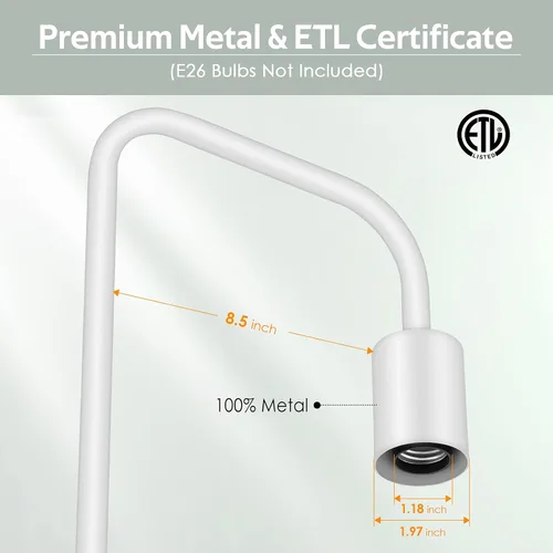 Miniatura 8 de Lámpara de pie BoostArea, lámpara de pie industrial blanca, lámpara de pie de 63 pulgadas, enchufe E26, interruptor de encendido/apagado para pie