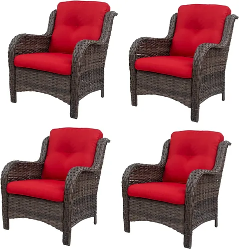 Miniatura 42 de Juego de 2 sillas de patio giratorias de 360 grados para exteriores y mesa auxiliar a juego – 3 sillas deslizantes de mimbre para patio con cojines