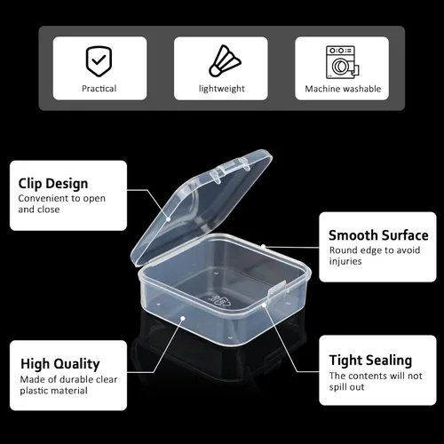Miniatura 6 de SATINIOR 100 Piezas Cajas de Almacenamiento de Perlas de Plástico Transparente Cajas Pequeñas Claras con Tapa con Bisagras Estuche de Plástico