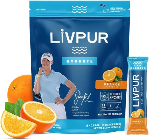 LIVPUR Mezcla de Bebida con Electrolitos, Polvo de Hidratación Instantánea con Vitamina C, B6, B12 y Aminoácidos Esenciales para Apoyo Muscular y