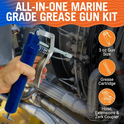 Miniatura 2 de Better Boat Kit de Pistola de Grasa Manual Mini, Cartucho de 3 Oz, Empuñadura de Pistola, para Rodamientos de Rueda Marina y Uso Automotriz