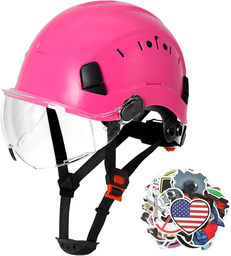 Miniatura 18 de AOLAMEGS Casco de seguridad de construcción – Casco de seguridad aprobado por ANSI Z89.1 con visera y 50 calcomanías para casco duro deslizante Un