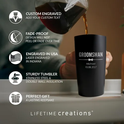Miniatura 2 de Lifetime Creations Vaso de boda personalizado grabado de 20 onzas – Padrinos de boda personalizados, padrinos de boda, padrino, despedida