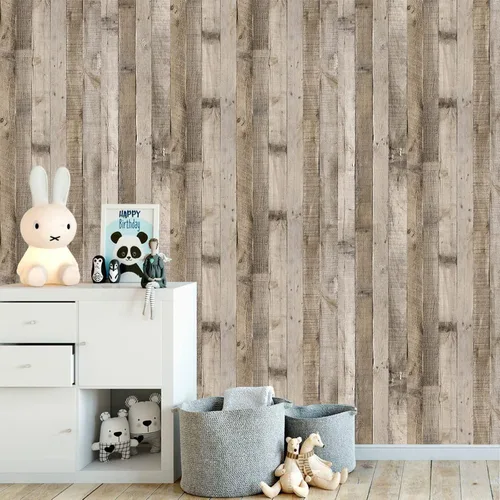Miniatura 6 de Yun-aeon Papel de Contacto de Madera Natural Gris Madera Papel Tapiz Despegar y Pegar 17.3" x 80" Autoadhesivo Removible Vintage Imitación Madera
