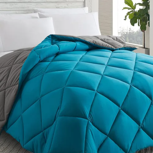 Miniatura 12 de Cosybay Edredón alternativo de plumón (rosa/gris claro, Queen) – Edredón de cama acolchado suave tamaño Queen para todas las estaciones – Inserto