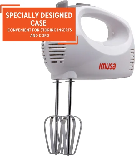 Miniatura 5 de IMUSA Batidora de mano USA con estuche de 5 velocidades, color blanco, pequeño